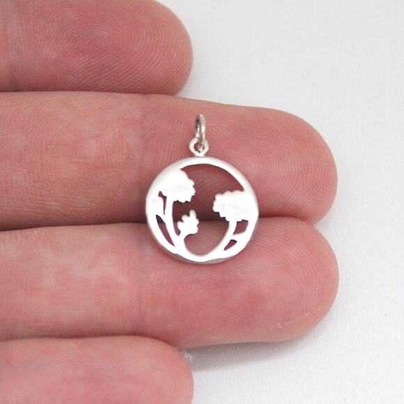 Sterling Silver Encircled Daisies Charm with Bronze Disc Floret - Picture 2 of 4